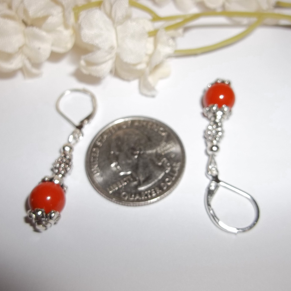 Earring Set Burnt Orange Beaded NWT Handmade 4621 - Picture 3 of 6